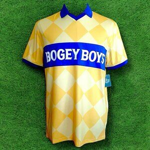 Bogey Boys Macklemore Mens Polo Shirt Sz Large Yellow Checker Performance Golf